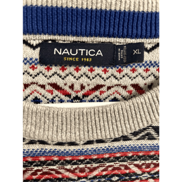 Vintage Y2K Nautica Striped Cotton Pattern Coogi Style Crewneck Sweater Size XL - Picture 4 of 8
